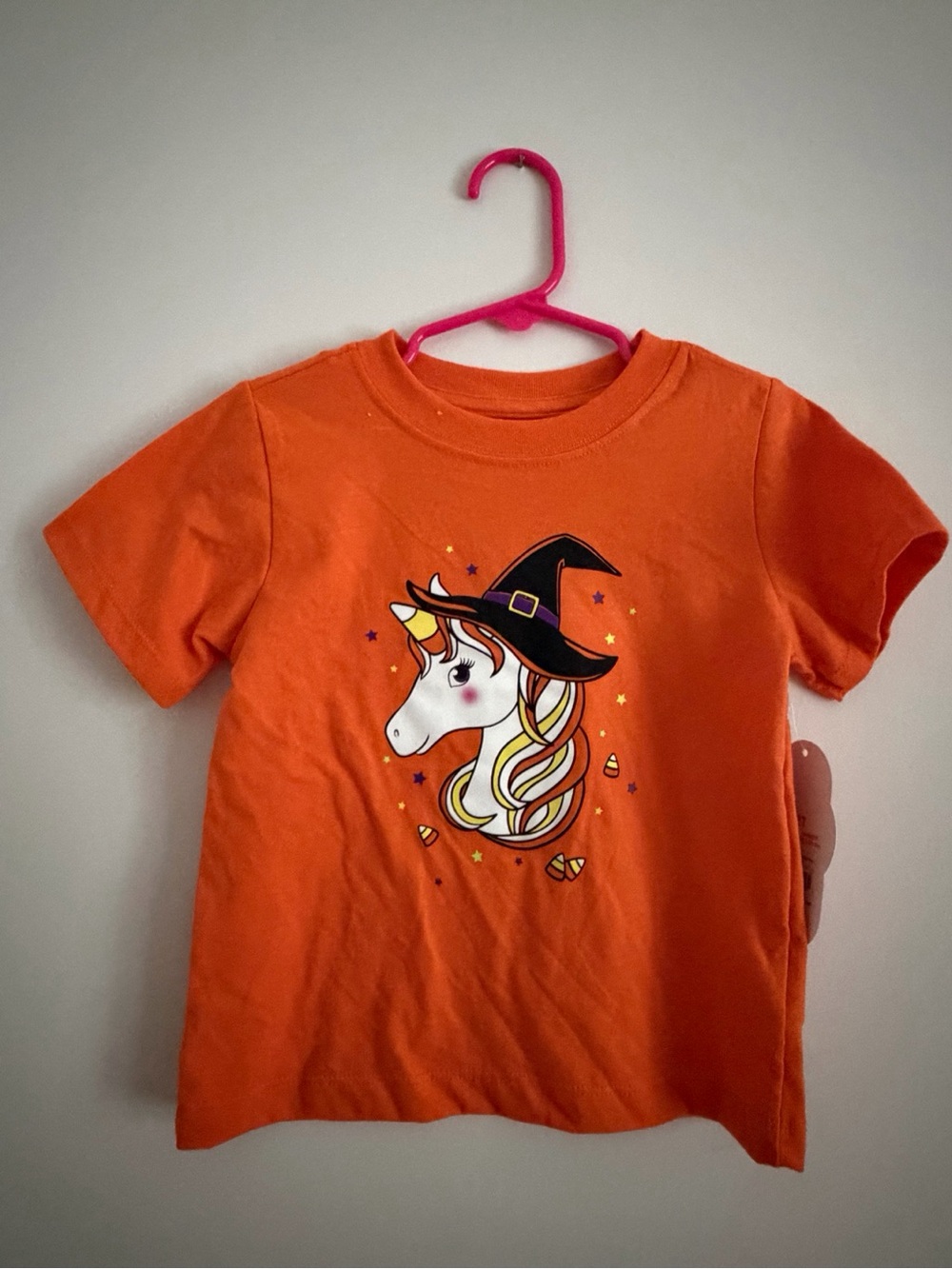 Orange Unicorn Witch Tee Kids Shirt size 2T, Brand NEW!